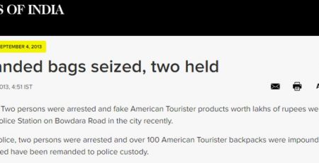 Raid On Counterfeit American Tourister Backpacks | MarkScan