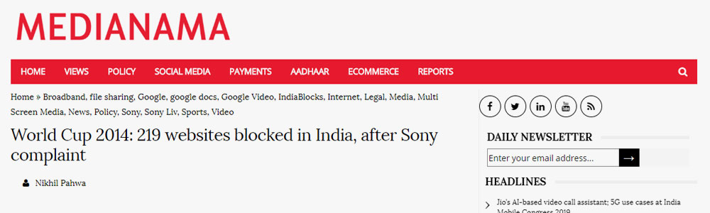 219 Websites Blocked In India, After Sony Complaint | MarkScan